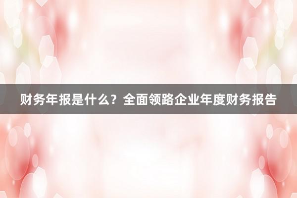财务年报是什么？全面领路企业年度财务报告